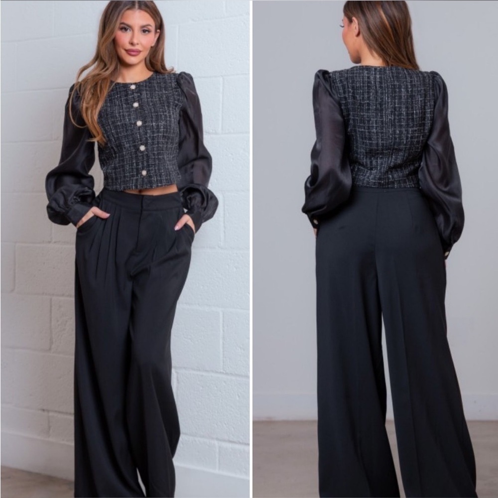 A.Peach Blouse & Trouser Set S